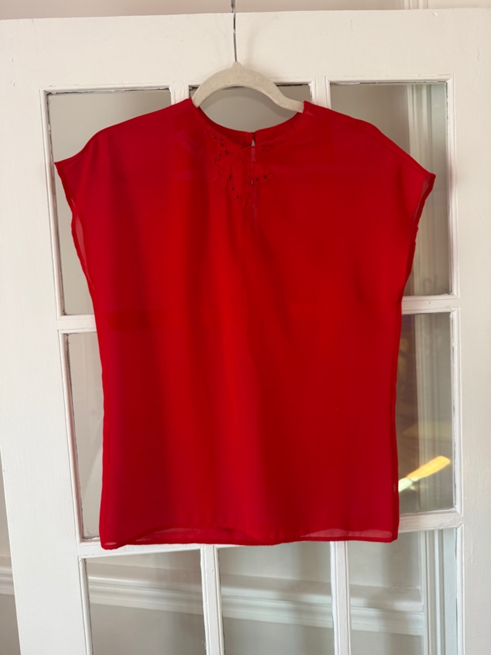 Vintage Union Made Sheer Red Short Sleeve Blouse